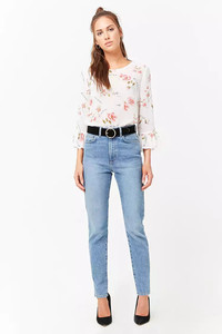 Camicetta Sexy KY in Chiffon <span class=keywords><strong>con</strong></span> Scollo Rotondo, <span class=keywords><strong>Maniche</strong></span> Lunghe <span class=keywords><strong>a</strong></span> Campana, Bottoni sul Retro e Apertura <span class=keywords><strong>a</strong></span> Occhiello, Stampa Floreale Integrale - Product Image 5