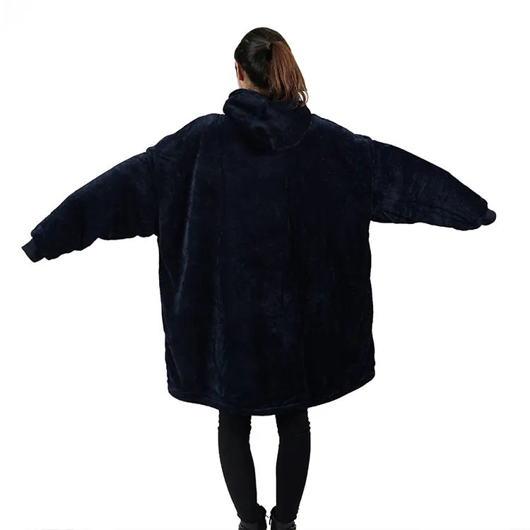 one size fits all oversized sherpa lounging pullover unisex hooded wearable sweatshirt hoodie blanket with sleeves