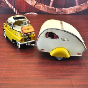 Modellino <span class=keywords><strong>Auto</strong></span> d'Epoca 1957 con Rimorchio Scala 1:12 Artigianato in Metallo Retrò Classico per Decorazione Casa/Pub/Caffè o Regalo - Product Image 6
