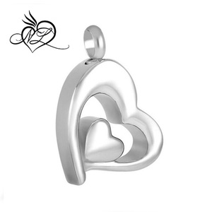 Collier Urn commémoratif en acier inoxydable, 20 ", pendentif de crème, en forme de cœur ouvert, petit cœur - Product Image 1