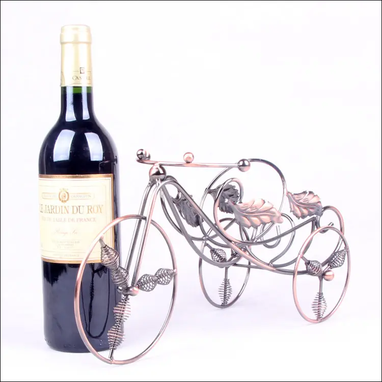 Iron Art Stand Blacksmith Bike Style Carriage Creative Red Wine Rack Bottle Holder For Party Home Decoration