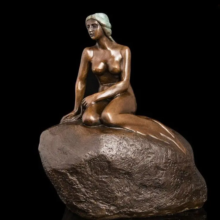 Factory cast metal bronze famous bronze nude naked mermaid