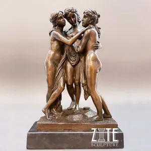 Wohnkultur nackt mädchen statue drei gnaden bronze sexy griechischen skulptur