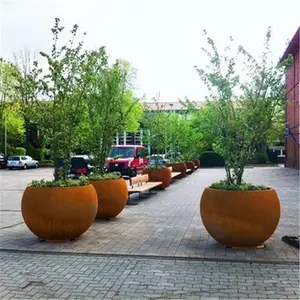 Outdoor Runde Blume Pflanzer Töpfe Corten Stahl Baum große Pflanz gefäße