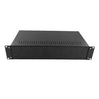 19 ''2U 14 yuva AC110v-220v bağımsız tip medya dönüştürücü rafa monte şase