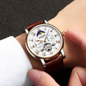 Montre pour homme, <span class=keywords><strong>mouvement</strong></span> <span class=keywords><strong>automatique</strong></span> avec Tourbillon et Phase de lune, mécanique, en cuir - Product Image 6
