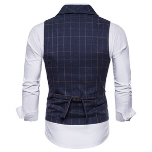 <span class=keywords><strong>Chaleco</strong></span> informal a cuadros con solapa para <span class=keywords><strong>hombre</strong></span>, <span class=keywords><strong>traje</strong></span> de negocios - Product Image 5