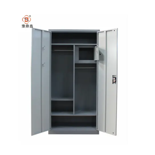 Customised clothes storage locker bedroom use metal home furniture 2 door wardrobe with inner safe box