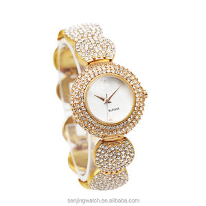 高级ファッションカスタムデザインレディースダイヤモンド石英ブレスレットサファイアクリスタルガラス腕時計 - Product Image 3