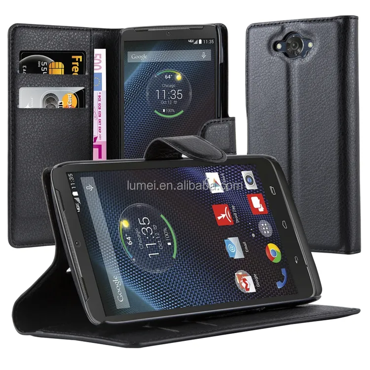 Folio Stand Flip PU Leather Case Cover Voor Motorola Droid Turbo XT1254