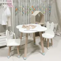 Sevimli tasarım ahşap çocuk masası ve sandalye seti