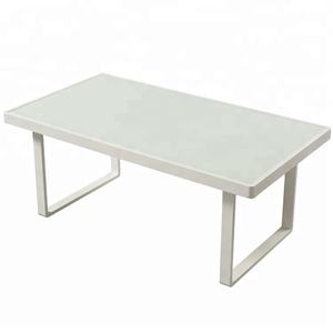 सफेद आधुनिक 7 टुकड़ा पैटियो पोर्च आउटडोर गार्डन एल्यूमीनियम डाइनिंग टेबल और बाहर के लिए 6 सीटर कुर्सियां - Product Image 3