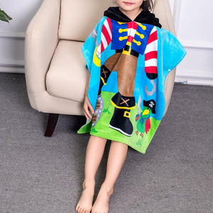 <span class=keywords><strong>Poncho</strong></span> con cappuccio stampato con animale per ragazze asciugamano ad asciugatura rapida per bagno e spiaggia - Product Image 2