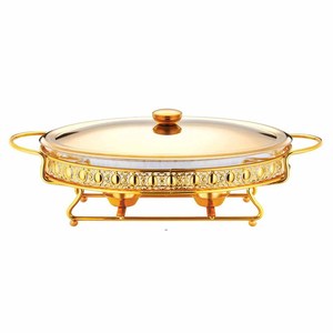 Calentador de alimentos de color dorado para Hotel, calentador de alimentos de cristal, plato para frotar Buffet - Product Image 1