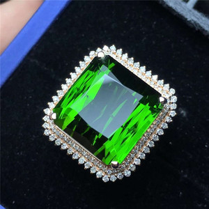 Bán Buôn 18K Rose Gold Nam Phi Bất Kim Cương Tự Nhiên Brazil Tourmaline Màu Xanh Lá Cây 19.6ct Lớn Đá Quý Nhẫn Trang Sức - Product Image 4