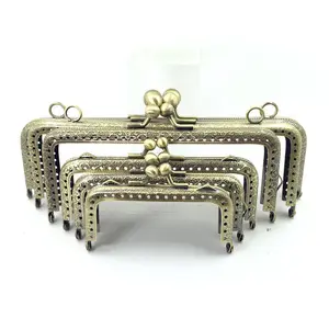 6.5/7.5/8.5/10.5/12.5/15/18/20cm DIY Metal square Frame Purse Handle Coin Bags Metal Kiss Clasp Lock Frame Accessories