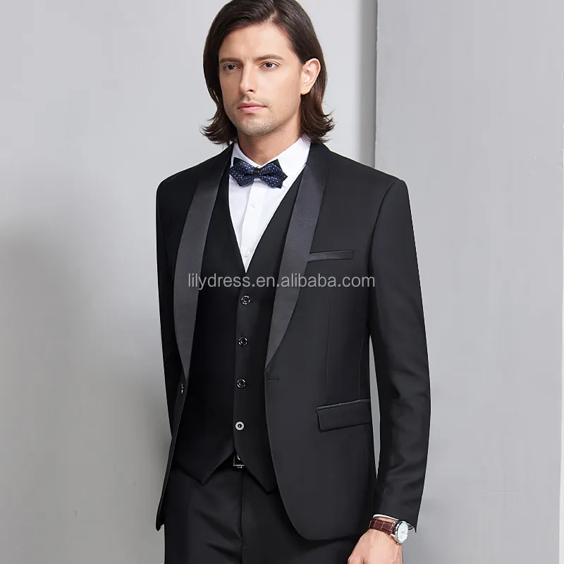 HD081 Black Suit Men 2022 Slim Fit Groom Wedding Suits For Men Stylish Brand Shawl Collar Formal Business Dress Suits