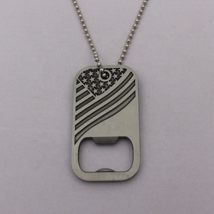 Wholesale custom metal dog tag bottle opener with ball chain