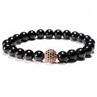Oeil de tigre personnalisé de 8mm Cristal noir extensible Bracelets de perles pour hommes Bracelet en pierre naturelle pour hommes