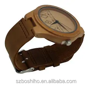 Vegan Wooden Bamboo Watch with Genuine leather strap for Men