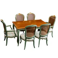 גבוהה סוף ריהוט אירופאי סגנון יוקרה אוכל שולחן וכיסאות סט קלאסי יוקרה עץ מגולף אוכל שולחן