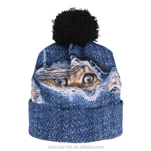 Gorro vaquero con estampado 3D y Pompón - Product Image 2