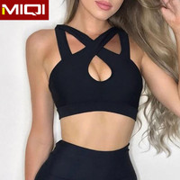 Vêtements de sport MIQI Premium, soutien-gorge de sport unique à bretelles, vêtements de sport respirants pour femmes, yoga, grande taille, soutien-gorge à maintien élevé uni à l'avant
