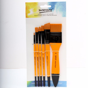 Set di 6 <span class=keywords><strong>Pennelli</strong></span> Arancioni per Artisti, Setole in Nylon per Acquerello, Acrilico e <span class=keywords><strong>Pittura</strong></span> a <span class=keywords><strong>Olio</strong></span>, Materiali per Disegno Artistico - Product Image 2