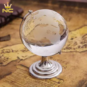 Globe du monde en verre de cristal transparent rotatif, décoration pour bureau, cadeaux pour invités de mariage