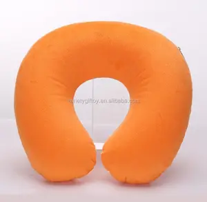PVC flocked velvet U shape inflatable air neck pillow