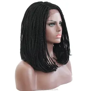 Wig Hitam Wanita, Wig Kepang Renda Depan Kotak