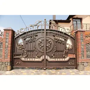 Kinds of outdoor Swing House Main Gate Designs Customized Modern Luxury Villa Automatic Wrought Iron Gate Graphic Design 5 Years