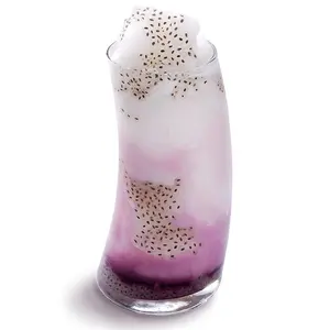 ジュースアイスクリーム用のカスタムロゴユニークな形の手作りの透明なガラスカップ