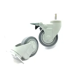 Soporte de plástico anticorrisivo de 3 "4" 5 ", rodamiento de bolas, anillo de agarre de fricción de freno Total, ruedas giratorias TPR - Product Image 1