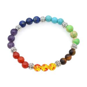 Bijoux de Yoga en pierres précieuses des <span class=keywords><strong>7</strong></span> <span class=keywords><strong>chakras</strong></span>, perles rondes de 8MM, <span class=keywords><strong>Bracelet</strong></span> extensible, bijoux de guérison pour dames - Product Image 4