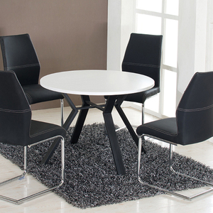 MDF with Matte <strong>Gloss</strong> Metal Legs <strong>Round</strong> <strong>Dining</strong> <strong>Table</strong> - Product Image 1