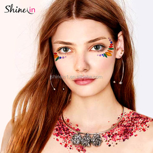 สติกเกอร์รอยสักตกแต่งใบหน้าพลอยเทียมสีรุ้ง,สติกเกอร์ศิลปะที่เป็นเอกลักษณ์รูปดวงตาอัญมณีสำหรับคริสต์มาส - Product Image 2
