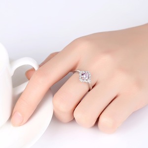 CZCITY All'ingrosso 925 D'argento di Figura Del Fiore Wedding Anello Con Clear & Pink Zircone Pietra di Cristallo Per Le Donne Festa Di Fidanzamento Regalo - Product Image 3