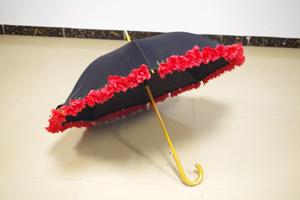 Red Rose Bloemen Rand Rechte Houten Paraplu Voor Vrouw