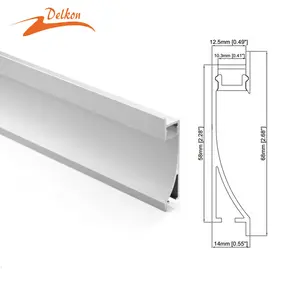 Delkon 68 * 14毫米建筑 LED 型材石膏石膏铝 LED 型材用于墙脚线