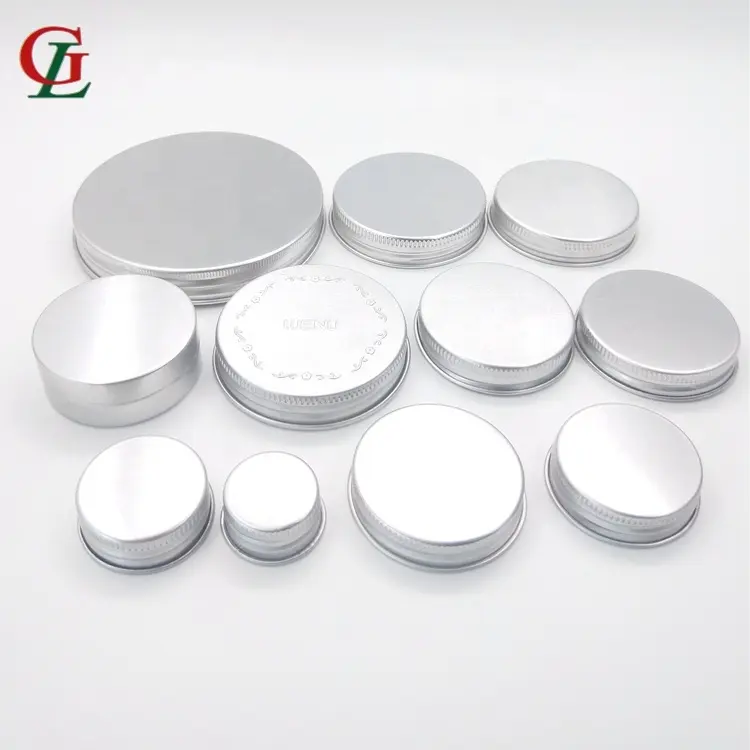 Tutup Sekrup Aluminium Perak Emas untuk Botol Plastik Stoples Plastik Botol Pet Aluminium 18Mm-48Mm Logam Aluminium Bulat Tunggal