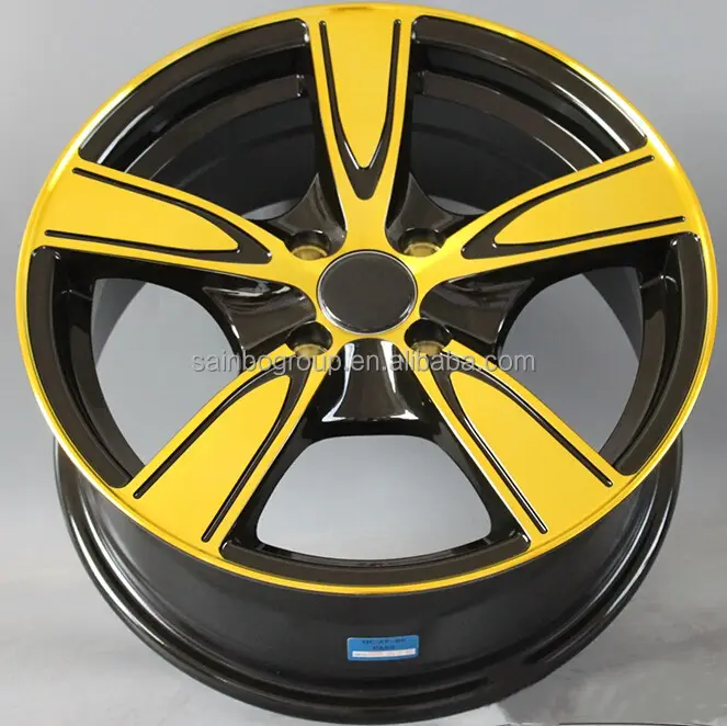 Goede kwaliteit velgen 14 inch 6.5 zwarte goud gezicht legering wiel voor auto