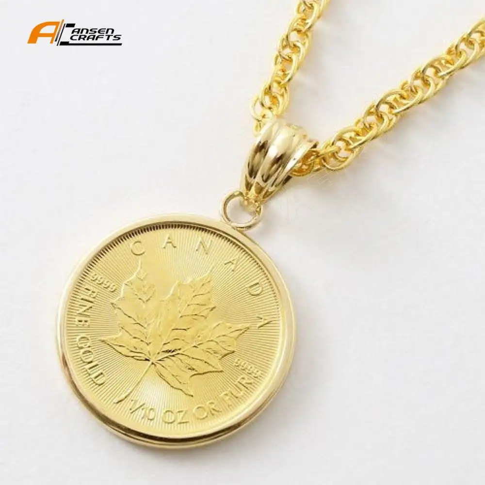คุณภาพสูงที่กำหนดเองแคนาดาพลาสติก14K Gold Euroเหรียญจี้สร้อยคอจี้