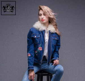 Vente chaude de Haute Qualité Hiver Nouveaux Produits Filles <span class=keywords><strong>Jean</strong></span> Manteau Lady Moutons De Fourrure Denim Veste - Product Image 6