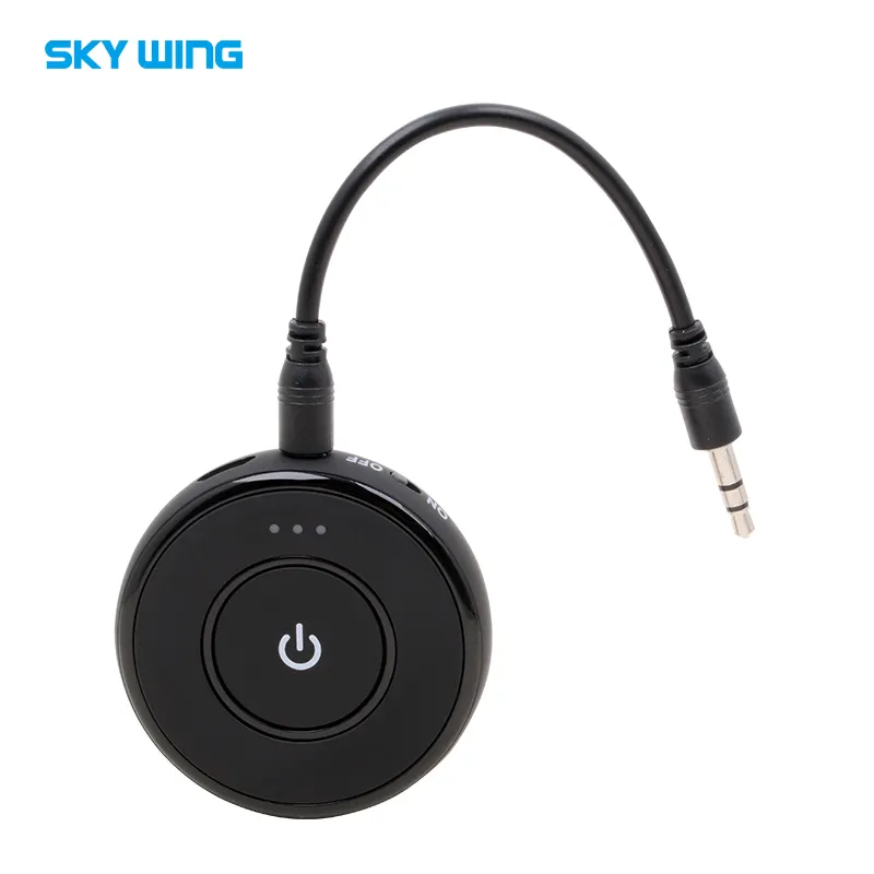 Long battery life wireless audio dongle 3.5mm aux jack stereo plug bluetooth receiver with mic for car drivers
