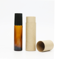 Kosmetisches Ätherisches Öl 15ml Braune Bernsteinfarbene Edelstahl-Glas-Roll-on-Flasche aus Recyclingmaterial mit Schwarzem Kunststoffdeckel