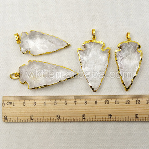 WT-P904 charmant mode en gros Style chaud grande taille 2 pouces de long avec 18k plaqué or cristal brut Quartz flèche pendentif - Product Image 3