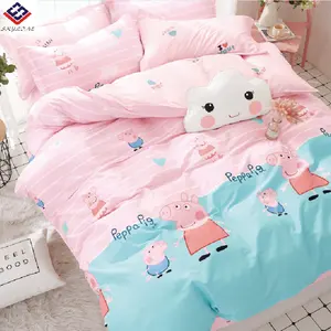 Atacado macio 100% algodão adorável crianças desenhos animados capa de edredão e lençol conjuntos de cama em boa qualidade