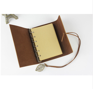 Caderno do viajante do vintage jornal diário de viagem livro de nota de couro tampa A7 A6 fichário caderno em branco papel kraft - Product Image 2