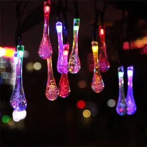 Cortina de luces Led con forma de gotas de agua para exteriores, cortina de luces navideñas